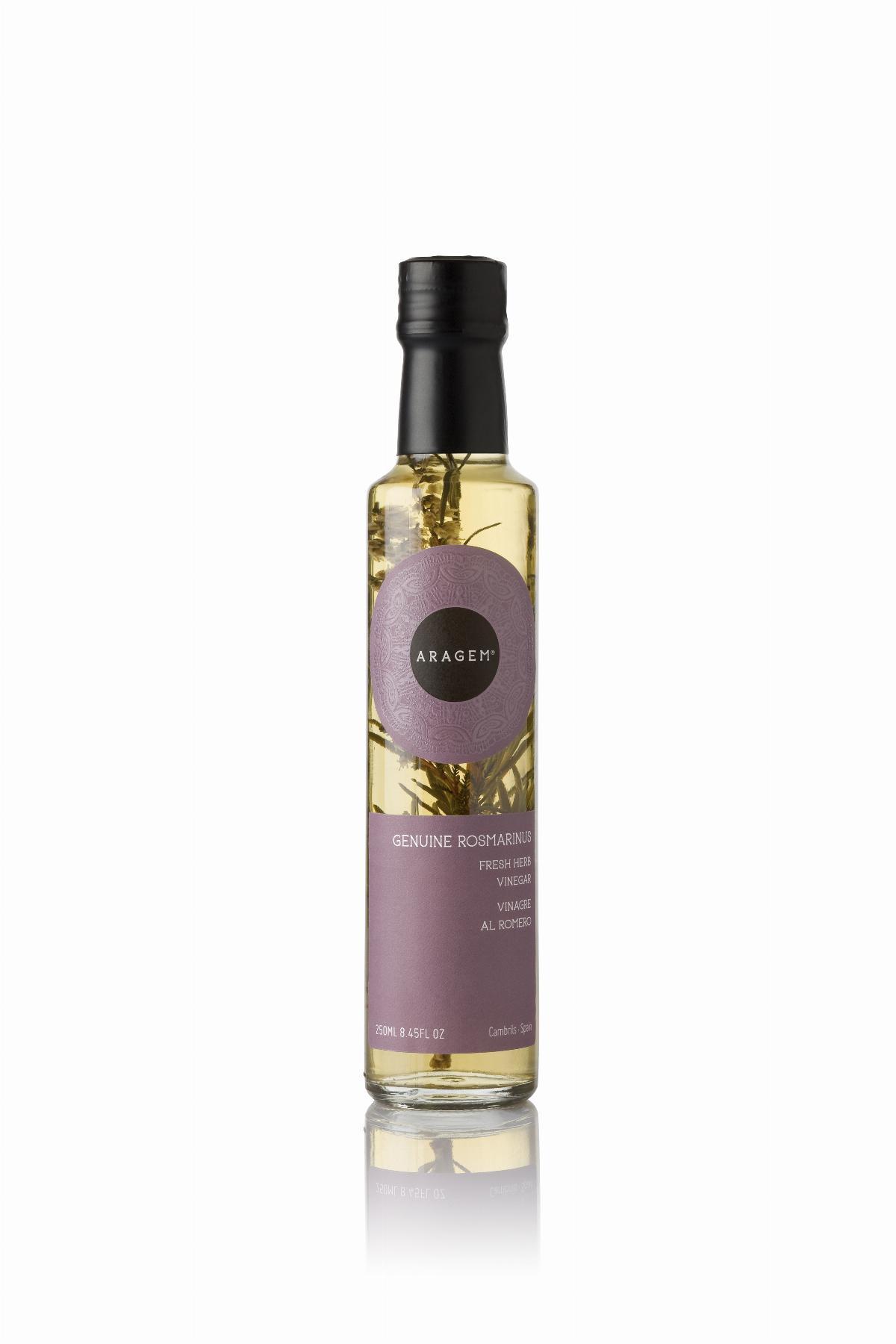Vinegar - Vinagre d'Herbes Romaní Aragem, ampolla Dòrica transp.  250ml. ES - Mestral Cambrils