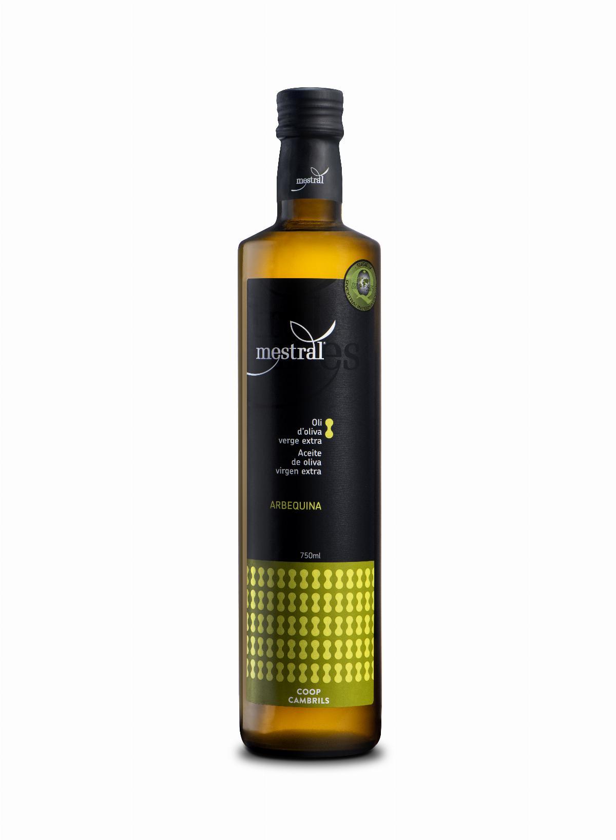 Huile d'olive et Condiments - Huile d'Olive Vierge Extra Mestral bouteille 750 mL 100% Arbequina - Mestral Cambrils