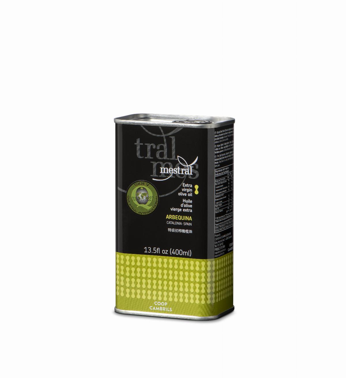 Huile d'olive Vierge Extra Mestral Boite 400mL 100% Arbequina