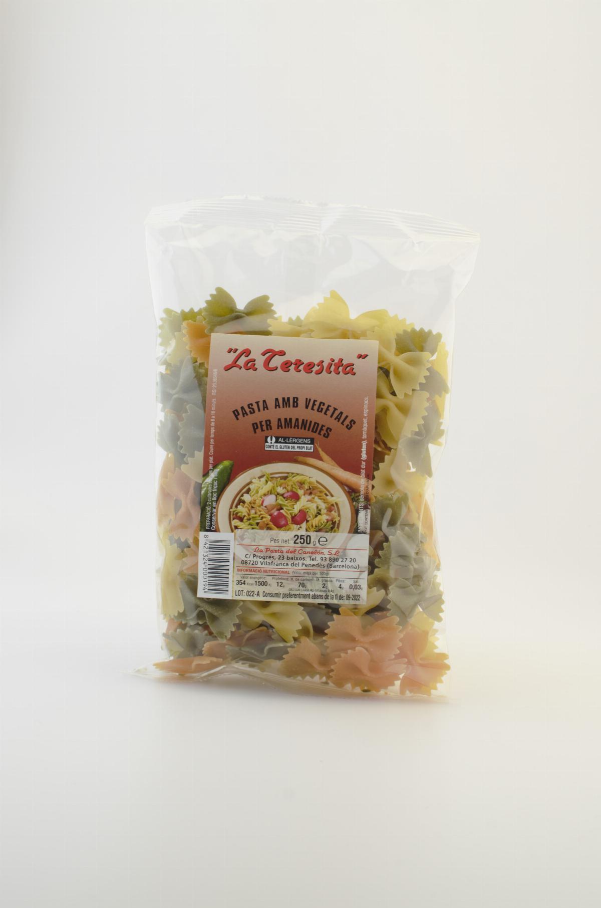 Pasta - La Teresita farfalle Pasta 3 colours with vegetables 250g - Mestral Cambrils